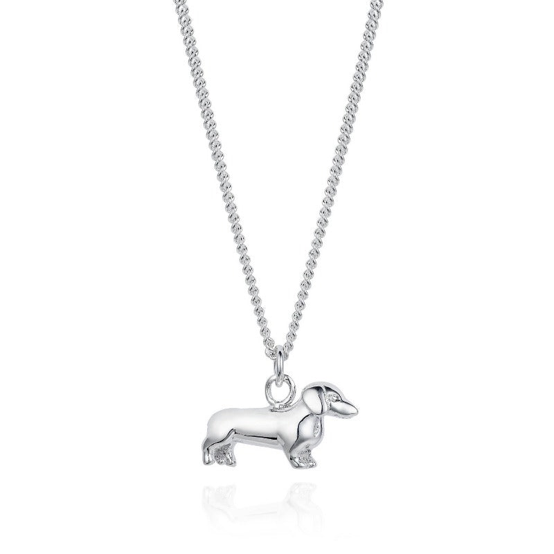 Silver Dachshund Pendant Necklace