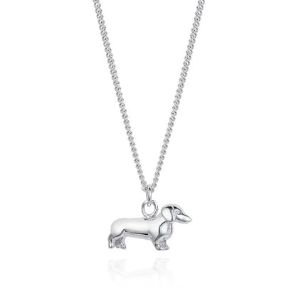Silver Dachshund Pendant Necklace
