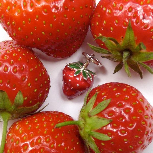 Small Enamel Strawberry Charm - Joy Everley Fine Jewellers, London