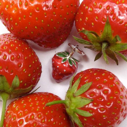 Small Enamel Strawberry Charm - Joy Everley Fine Jewellers, London