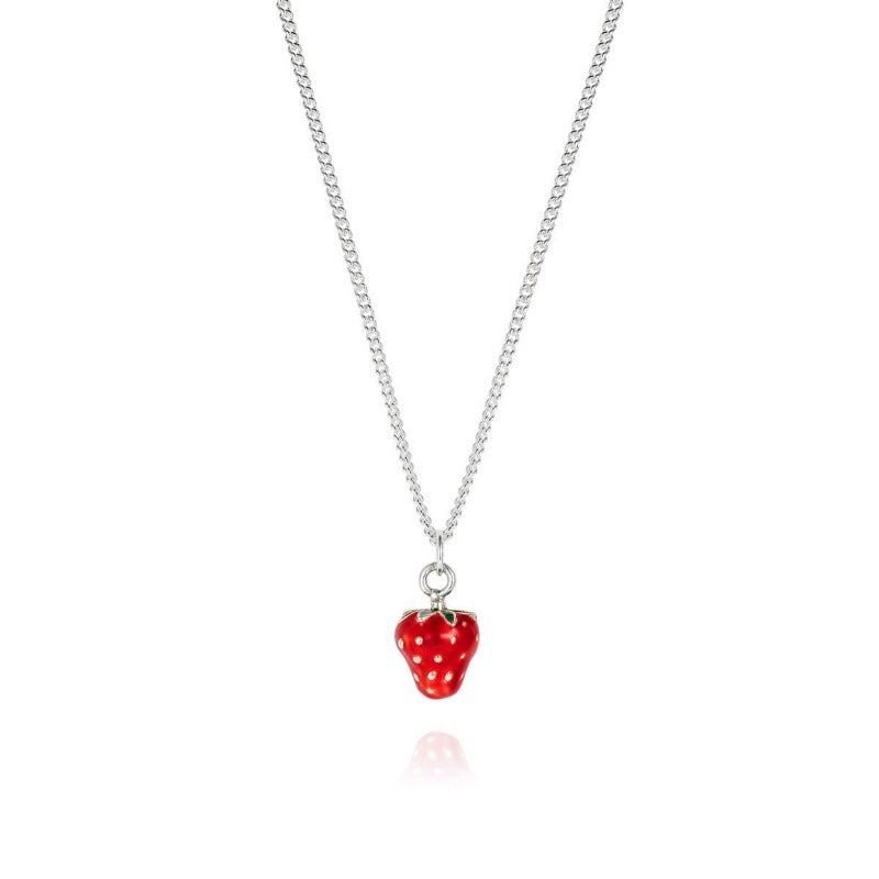 Enamelled Silver Strawberry Necklace