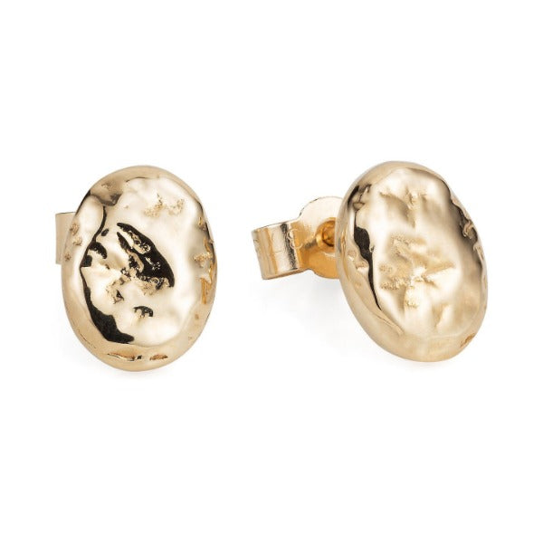 Gold Rough Pebble Ear Studs - Joy Everley Fine Jewellers, London