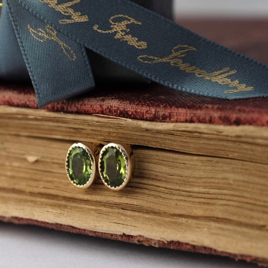 Gold Baroque Peridot Earrings by Joy Everley