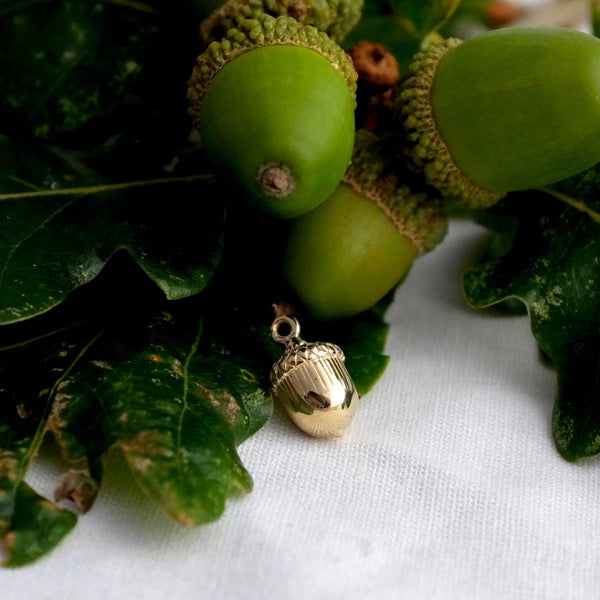 Solid Gold Acorn and Oak Leaf by Joy Everley