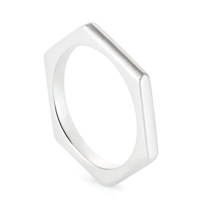 Silver Hexagon Ring