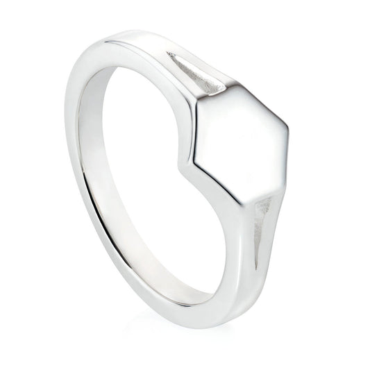 Silver Hexagon Signet Ring