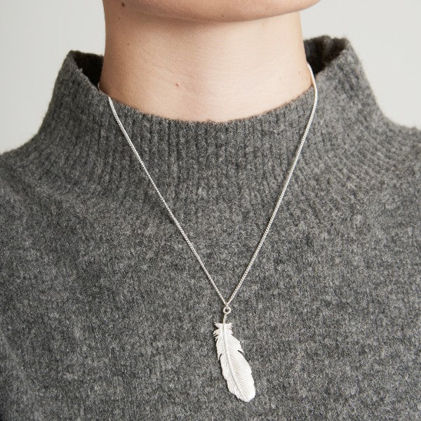 Buzzard Feather Silver Necklace by Joy Everley