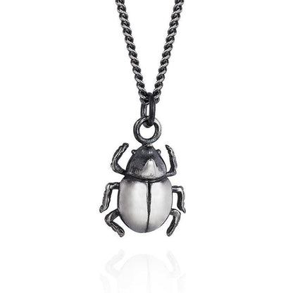 Dark Silver Little Rhino Beetle Necklace