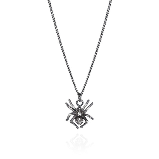 Dark Silver Little Spider Necklace