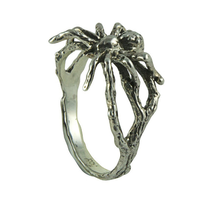 Dark Silver Little Spider Ring