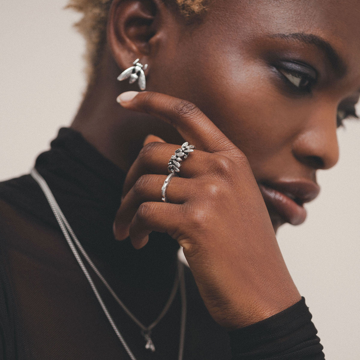 Dark Silver Twig Ring