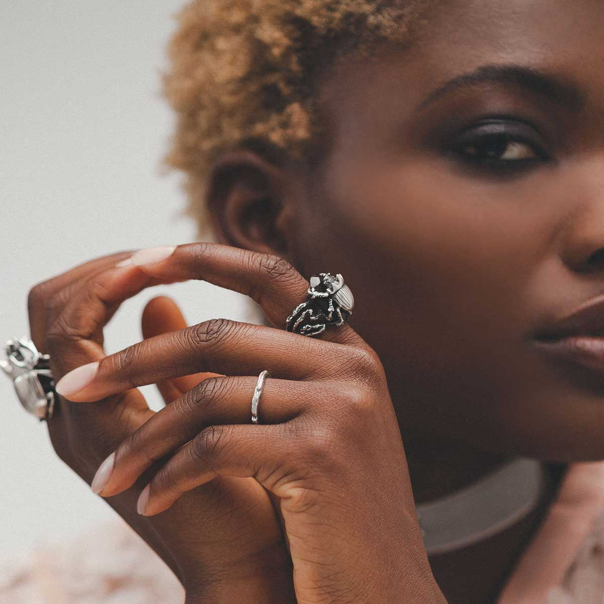 Silver sales scarab ring