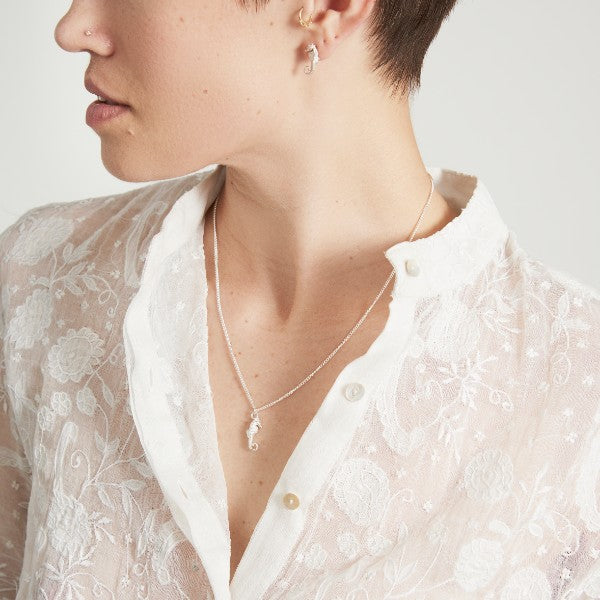 Silver Seahorse Ear Studs by Joy Everley