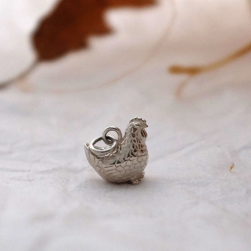 Silver Chicken Charm