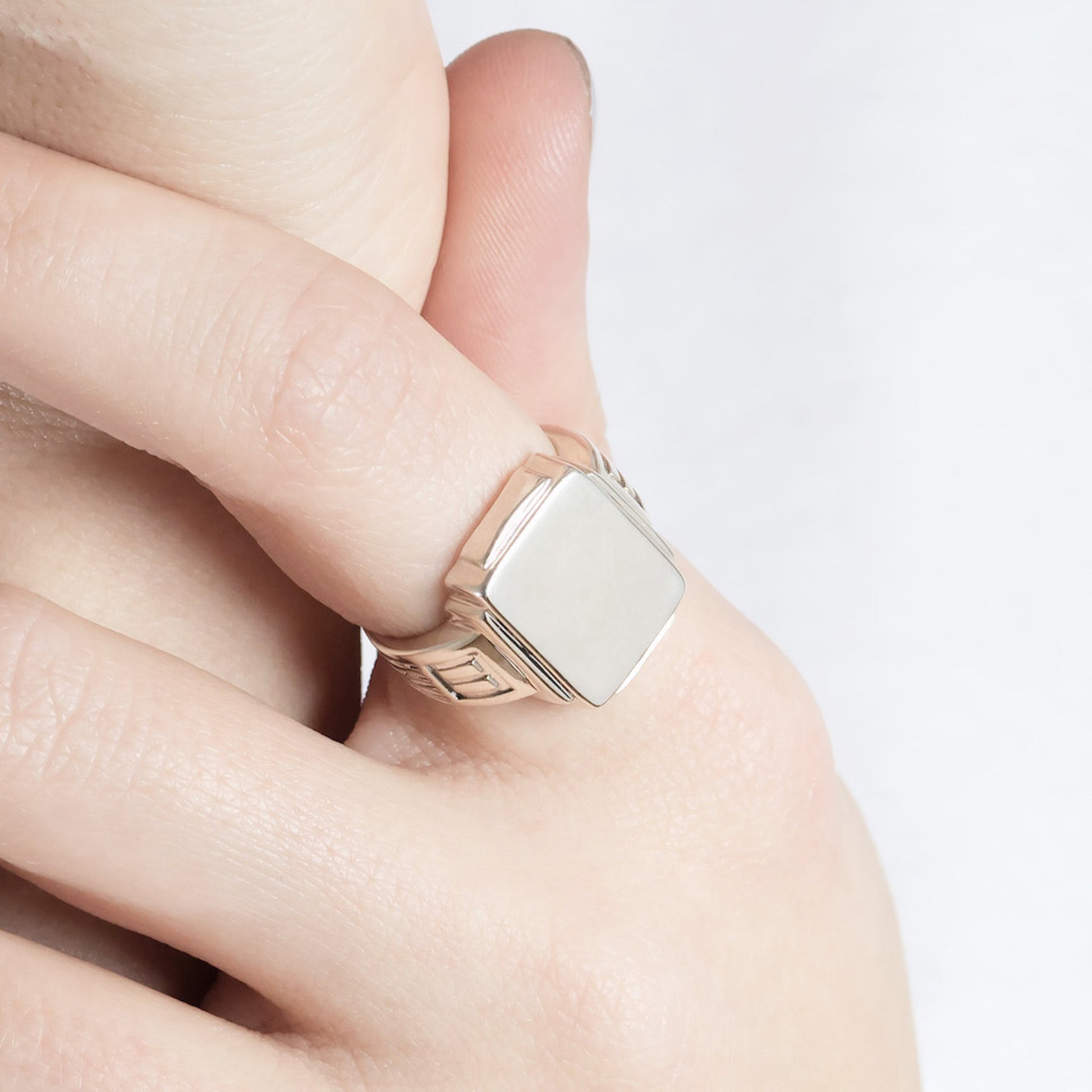 art deco letter Signet Ring