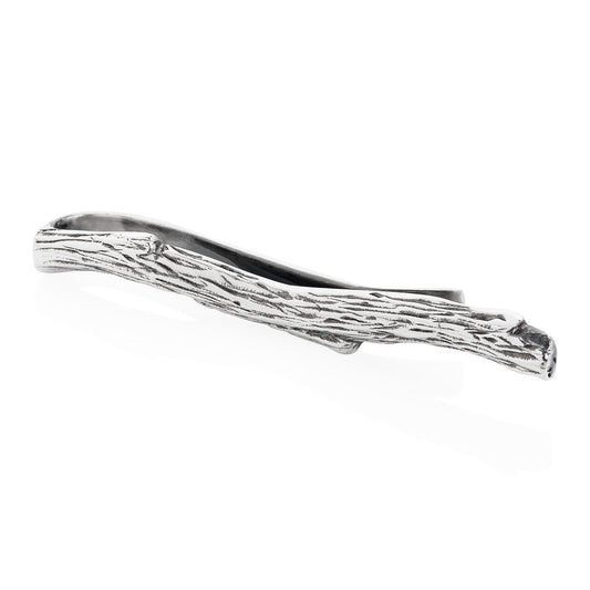 Dark Silver Twig Tie Bar