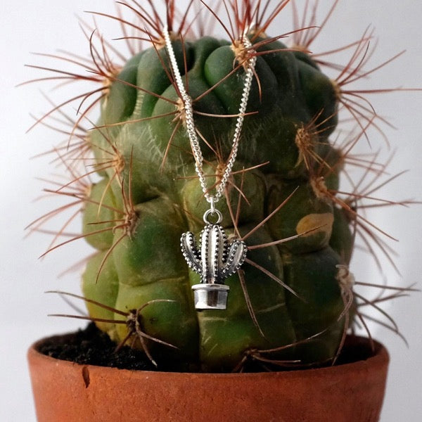 Silver Cactus Pendant by Joy Everley