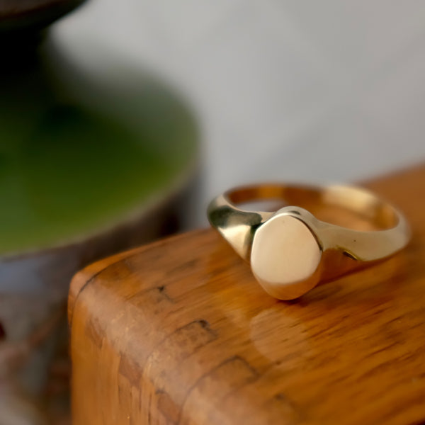 Solid Gold Oval Signet Ring by Joy Everley