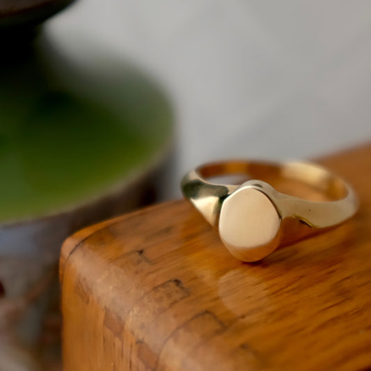 Solid Gold Oval Signet Ring by Joy Everley