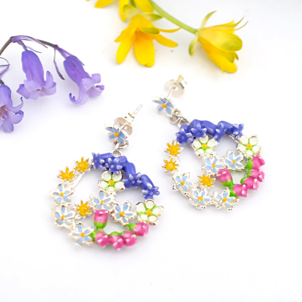 Silver Floral Peace Sign Earrings by Joy Everley