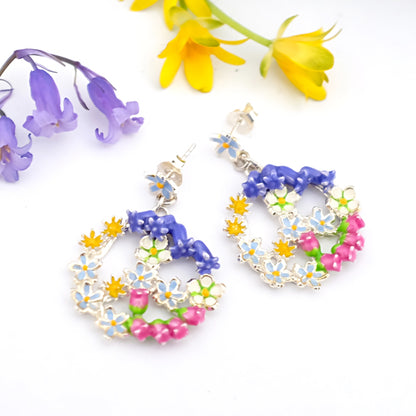 Silver Floral Peace Sign Earrings by Joy Everley