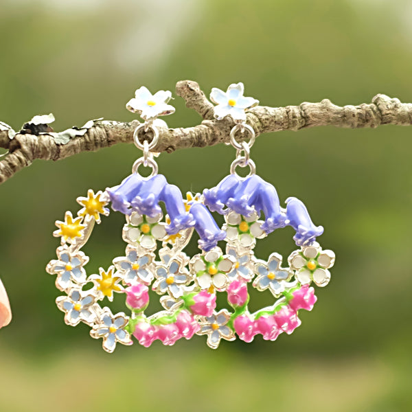 Silver Floral Peace Sign Earrings by Joy Everley