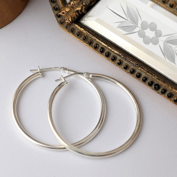 Joy Everley Simple Silver Hoop Earrings