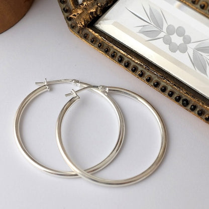 Joy Everley Simple Silver Hoop Earrings