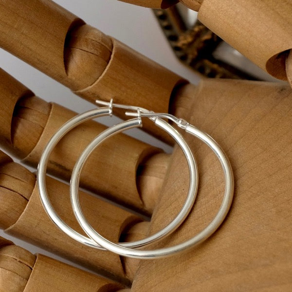 Joy Everley Simple Silver Hoop Earrings