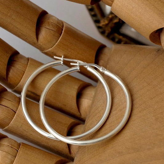 Joy Everley Simple Silver Hoop Earrings