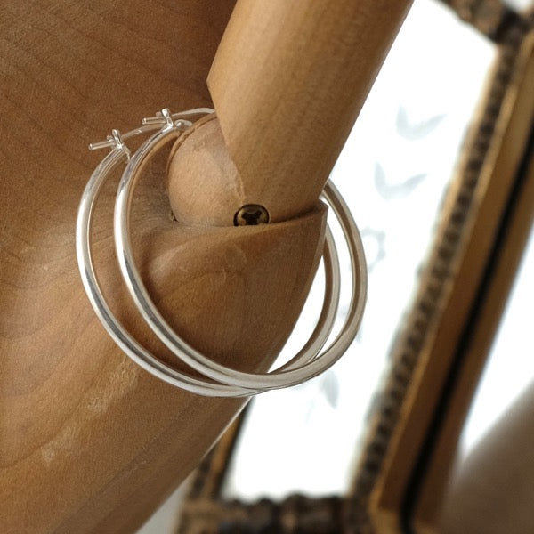 Joy Everley Simple Silver Hoop Earrings