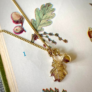 Solid Gold Acorn and Oak Leaf by Joy Everley