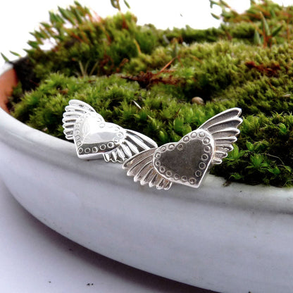 Winged Heart Ear Studs - Joy Everley Fine Jewellers, London